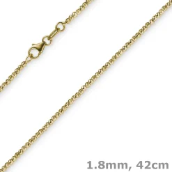 1,8mm Kette Collier Kugelkette diamantiert aus 585 Gold Gelbgold 42cm