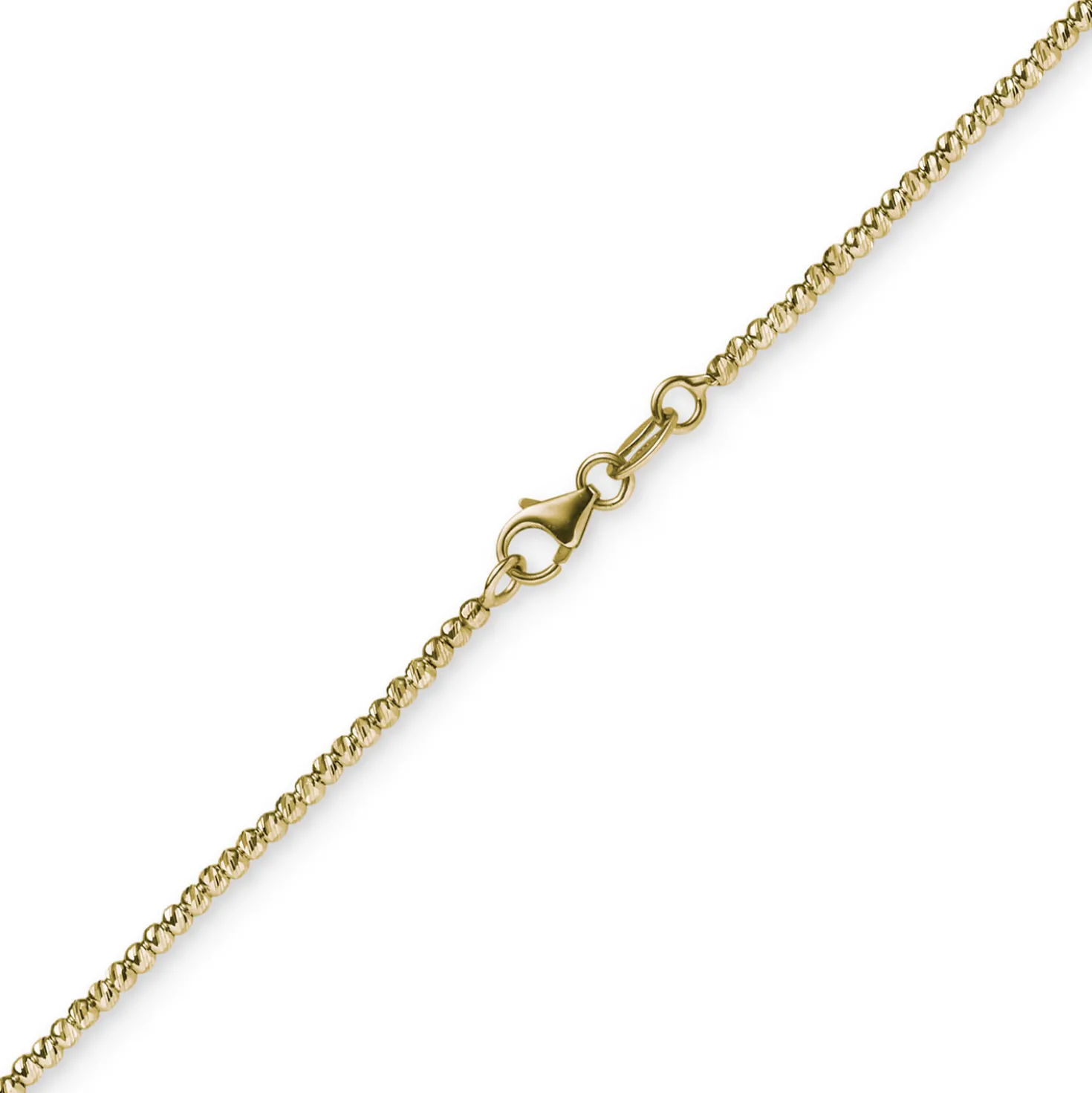 1,8mm Kette Collier Kugelkette diamantiert aus 585 Gold Gelbgold 42cm