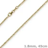 1,8mm Kette Collier Kugelkette diamantiert aus 750 Gold Gelbgold 45cm