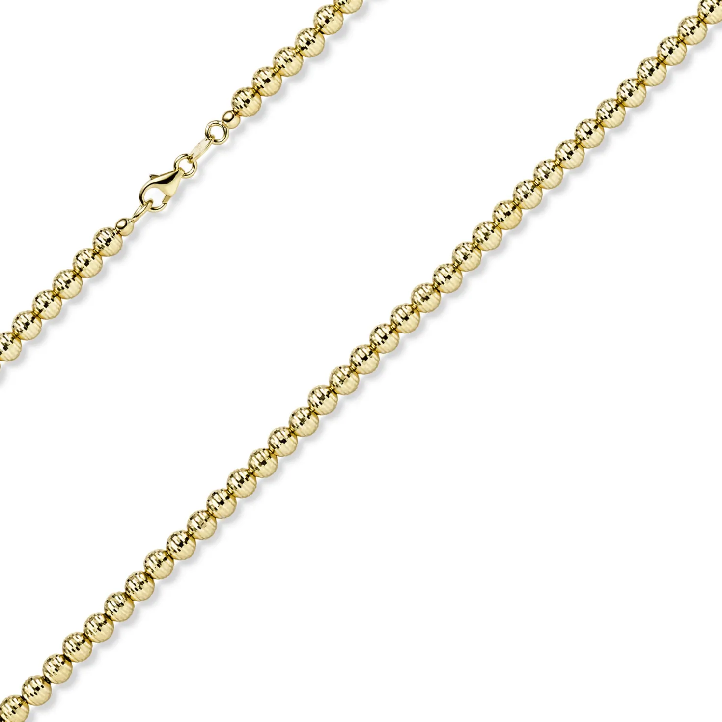 4mm Kette Collier Kugelkette diamantiert aus 585 Gold Gelbgold 45cm