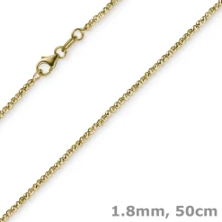 1,8mm Kette Collier Kugelkette diamantiert aus 585 Gold Gelbgold 50cm