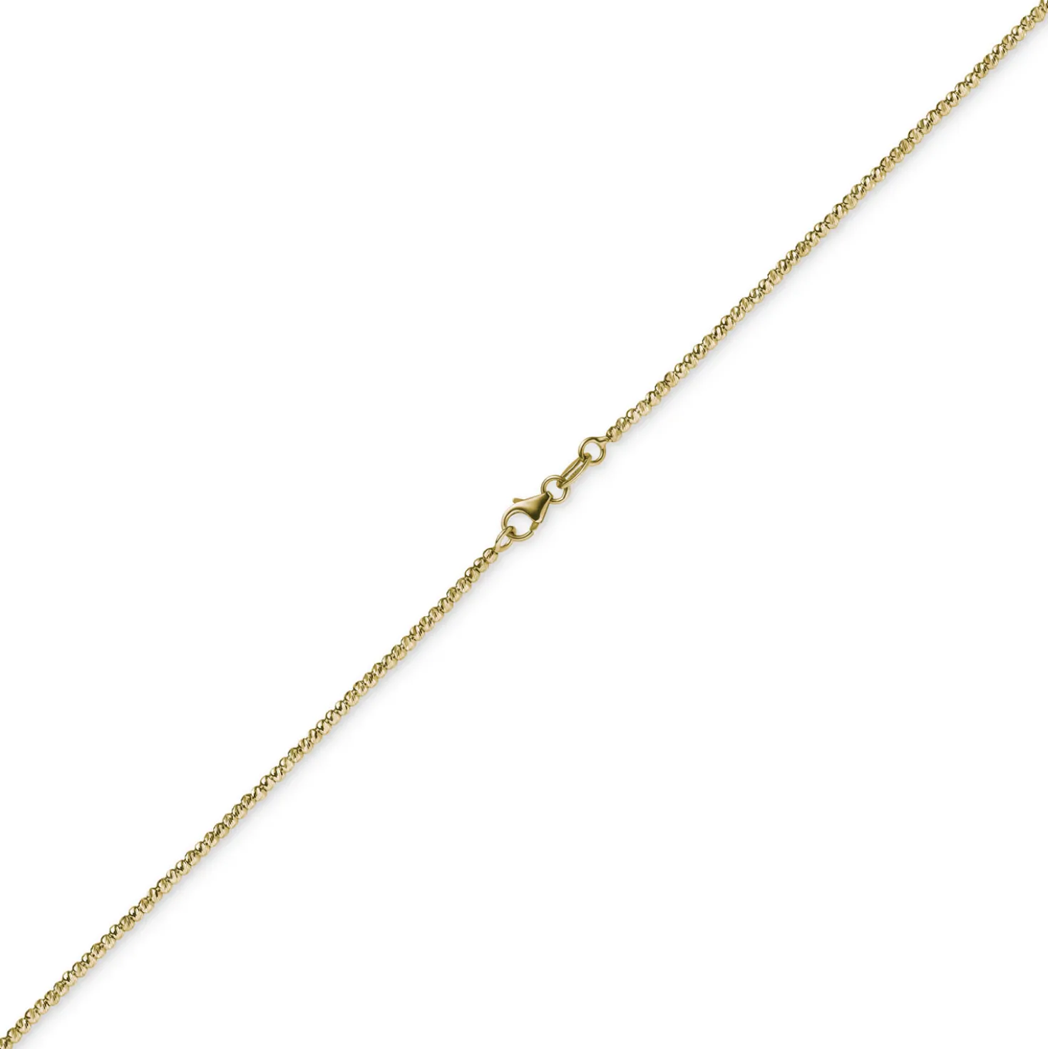 1,8mm Kette Collier Kugelkette diamantiert aus 585 Gold Gelbgold 50cm