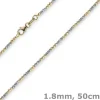 1,8mm Kette Collier Kugelkette diamantiert aus 585 Gold Gelbgold Weißgold, 50cm