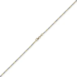 1,8mm Kette Collier Kugelkette diamantiert aus 750 Gold Gelbgold Weißgold, 45cm