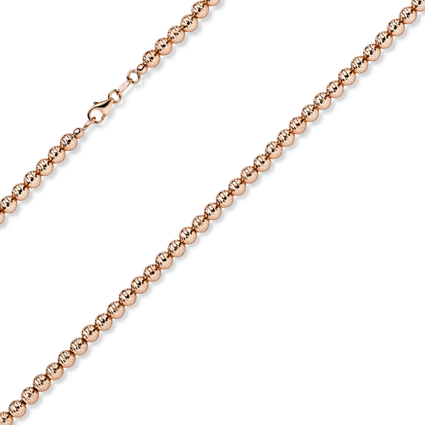 4mm Kette Collier Kugelkette diamantiert aus 585 Gold Rotgold 50cm