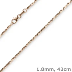 1,8mm Kette Collier Kugelkette diamantiert aus 750 Gold Rotgold 42cm