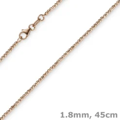 1,8mm Kette Collier Kugelkette diamantiert aus 750 Gold Rotgold 45cm