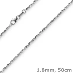 1,8mm Kette Collier Kugelkette diamantiert aus 585 Gold Weißgold 50cm