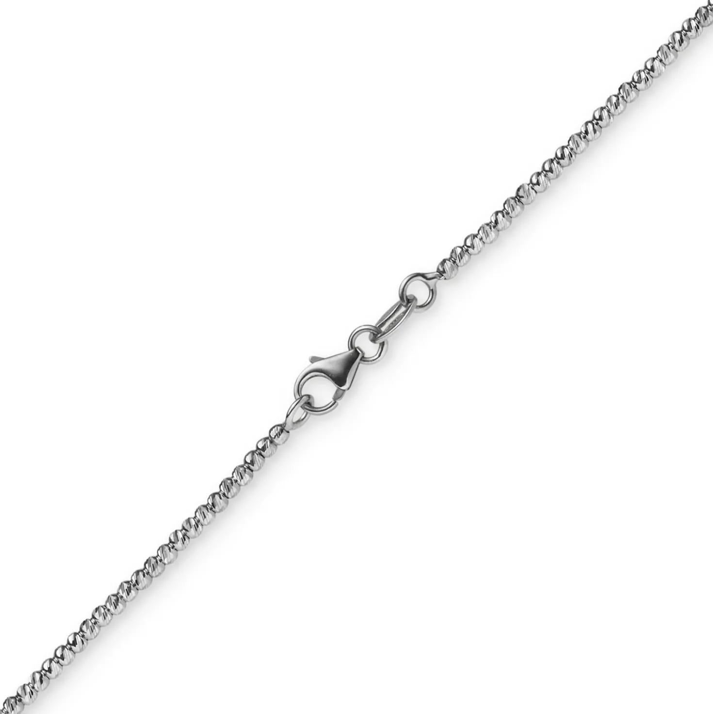 1,8mm Kette Collier Kugelkette diamantiert aus 585 Gold Weißgold 42cm