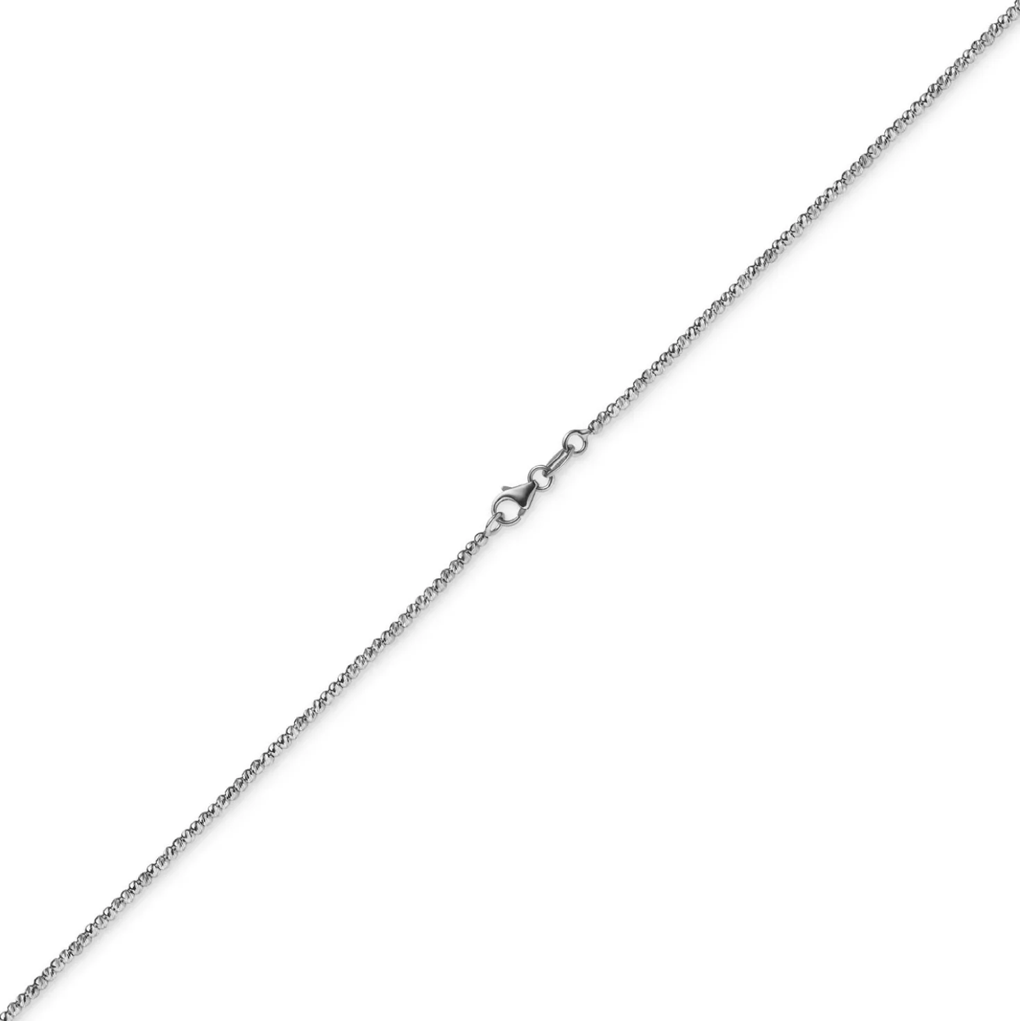 1,8mm Kette Collier Kugelkette diamantiert aus 585 Gold Weißgold 42cm