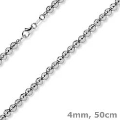 4mm Kette Collier Kugelkette diamantiert aus 585 Gold Weißgold 50cm