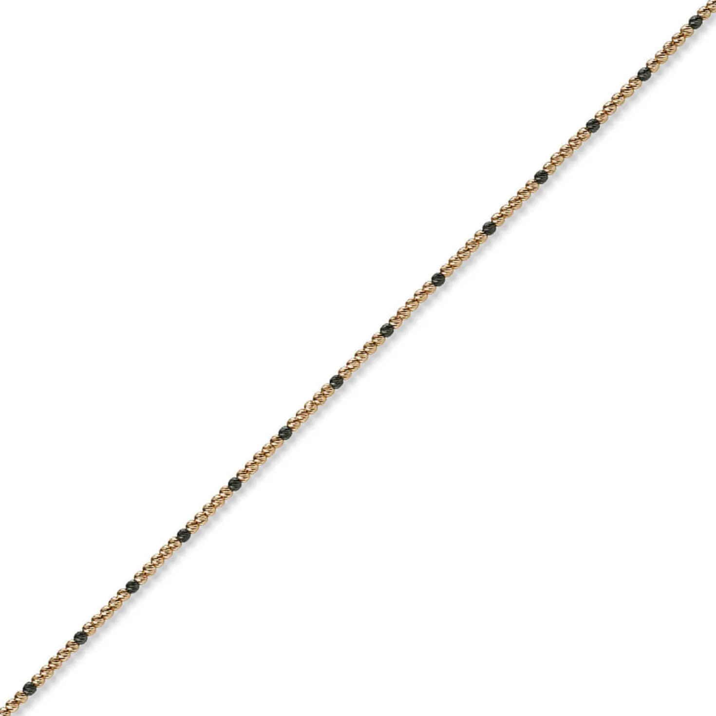 1,8mm Kette Collier Kugelkette 585 Gold Rotgold teil-schwarz-rhodiniert 50cm