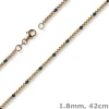 1,8mm Kette Collier Kugelkette 750 Gold Rotgold teil-schwarz-rhodiniert 42cm