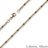 1,8mm Kette Collier Kugelkette 585 Gold Rotgold teil-schwarz-rhodiniert 45cm