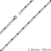 1,8mm Kette Collier Kugelkette 585 Gold Weißgold teil-schwarz-rhodiniert 45cm