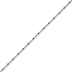 1,8mm Kette Collier Kugelkette 585 Gold Weißgold teil-schwarz-rhodiniert 45cm