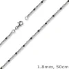 1,8mm Kette Collier Kugelkette 585 Gold Weißgold teil-schwarz-rhodiniert 50cm