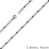 1,8mm Kette Collier Kugelkette 585 Gold Weißgold teil-schwarz-rhodiniert 42cm