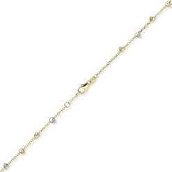 1,5mm Kette Collier mit Kügelchen diamantiert aus 585 Gold gelb/rot/weiß 45cm