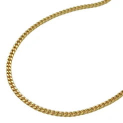 1,3mm Kette Collier Panzerkette aus 375 Gold Gelbgold, 45cm, Damen