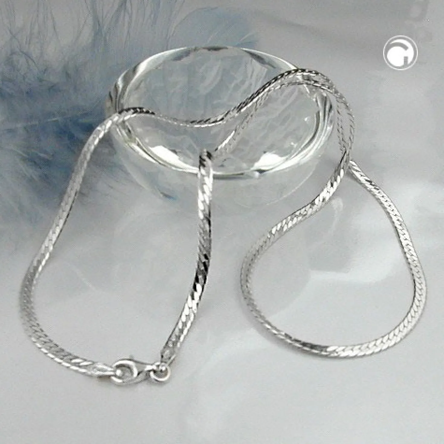 3mm Kette Collier Panzerkette Halskette, 925 Silber, flach, 45 cm