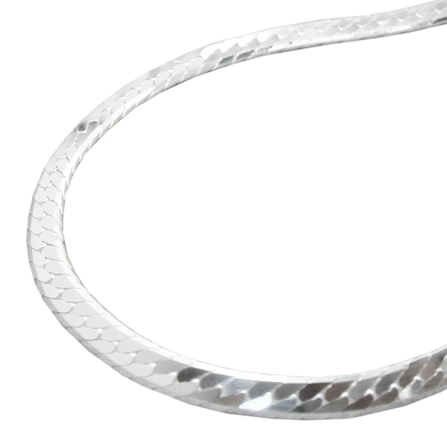 3mm Kette Collier Panzerkette Halskette, 925 Silber, flach, 45 cm