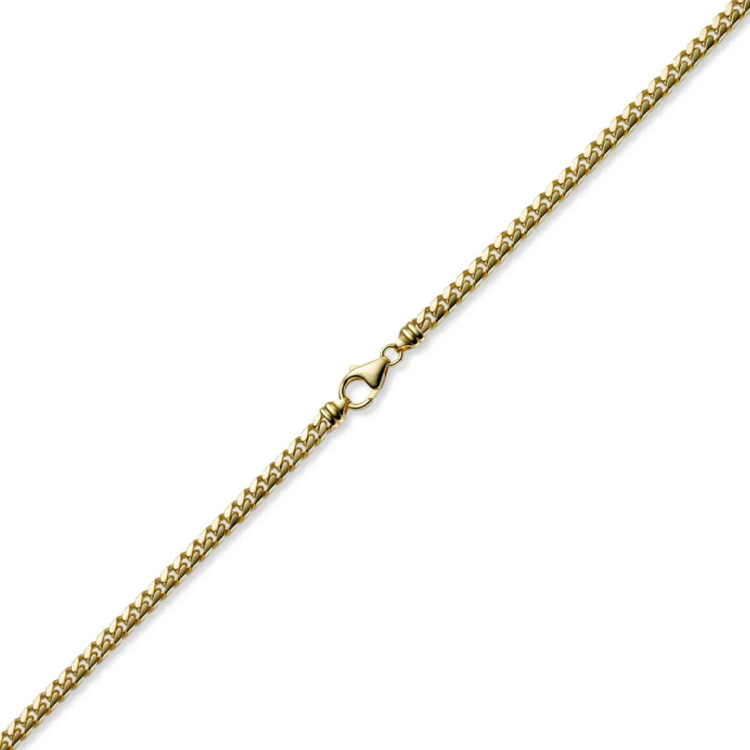 5mm Kette Collier Panzerkette oval diamantiert massiv, 750 Gold Gelbgold, 50cm