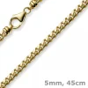 5mm Kette Collier Panzerkette oval diamantiert massiv, 750 Gold Gelbgold, 45cm