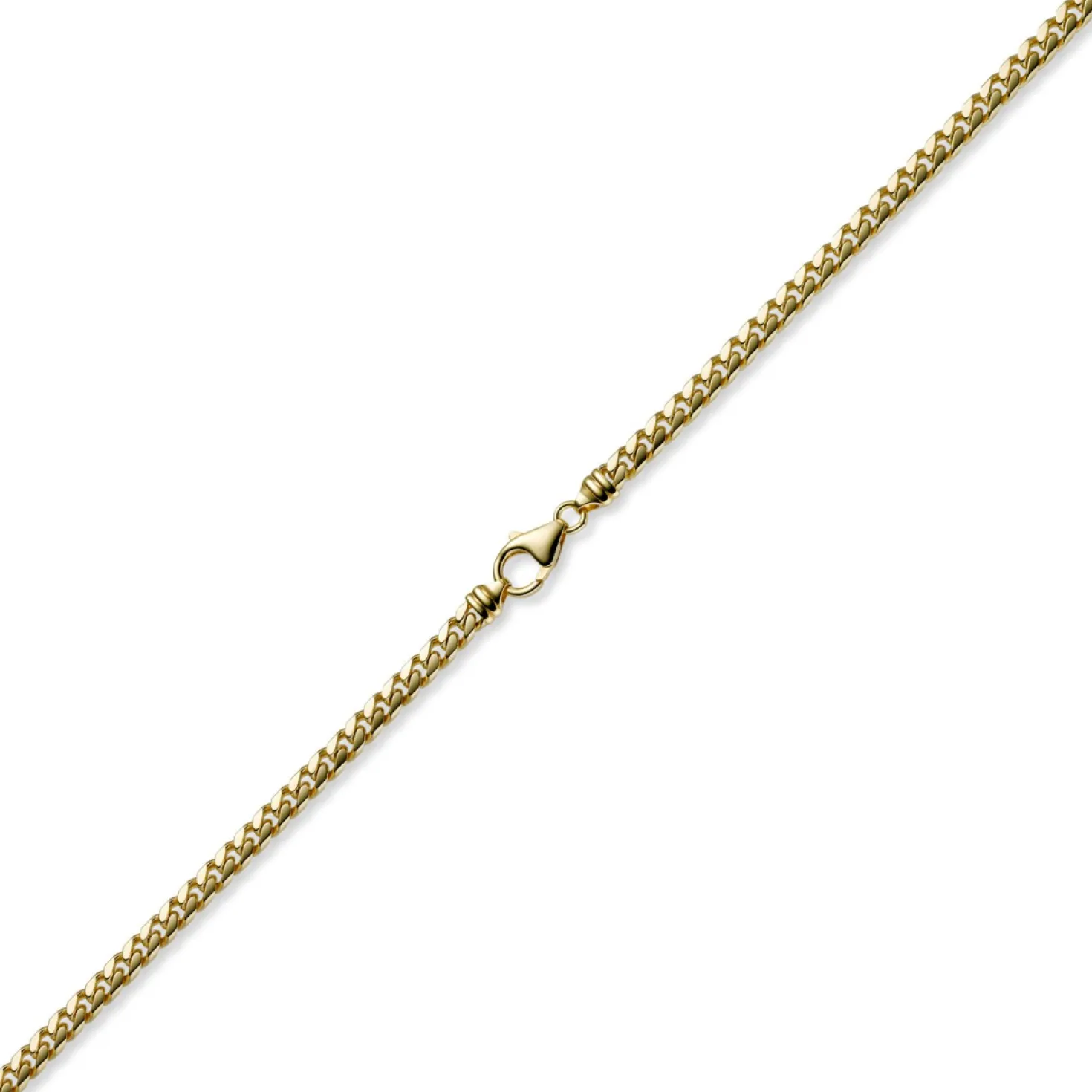 5mm Kette Collier Panzerkette oval diamantiert massiv, 585 Gold Gelbgold, 60cm