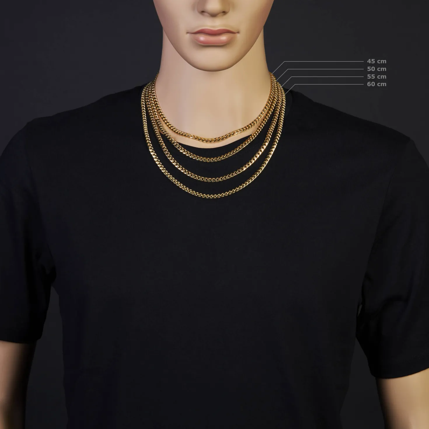 5mm Kette Collier Panzerkette oval diamantiert massiv, 585 Gold Gelbgold, 60cm