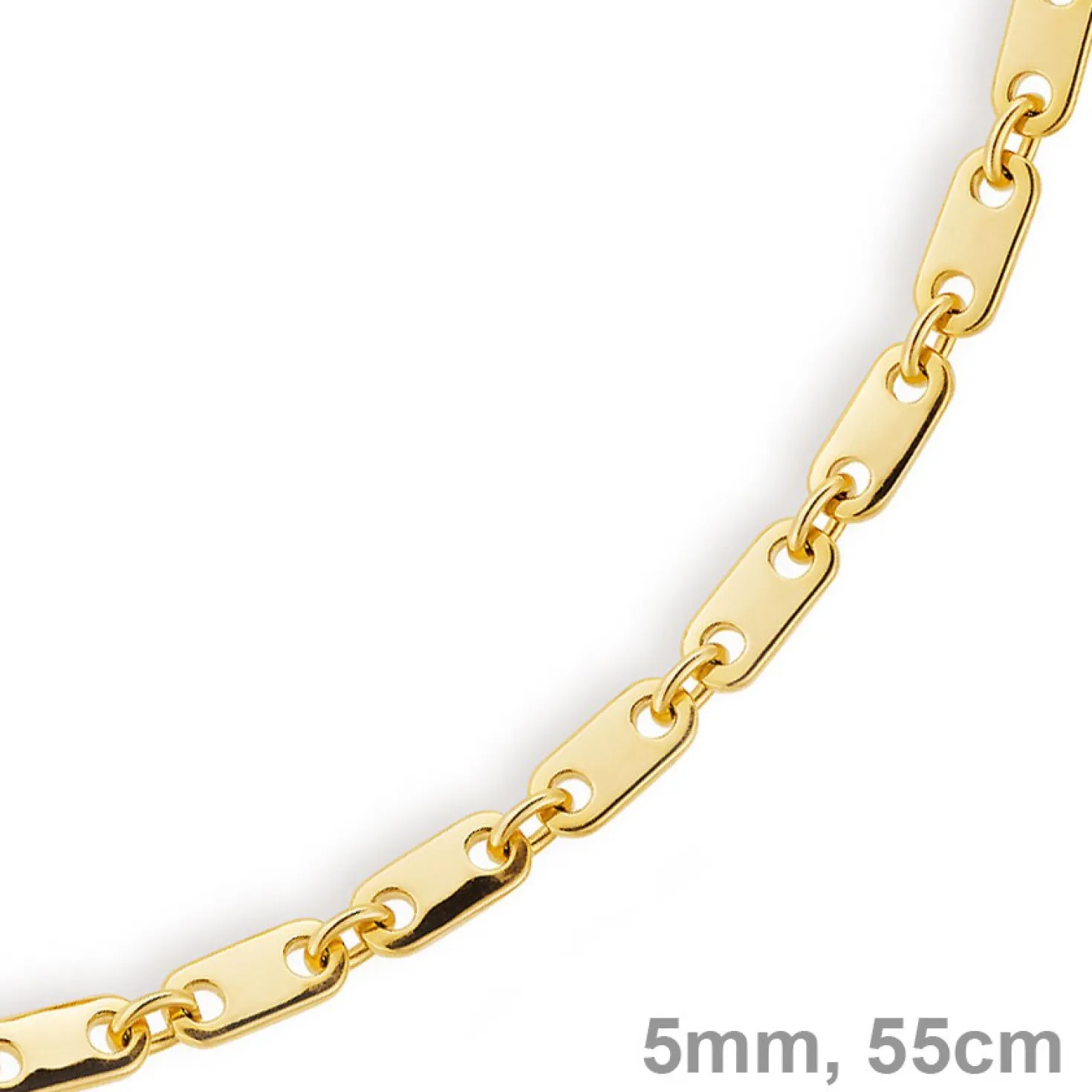5mm Kette Collier Plattenkette aus 585 Gold Gelbgold, 55cm, Herren
