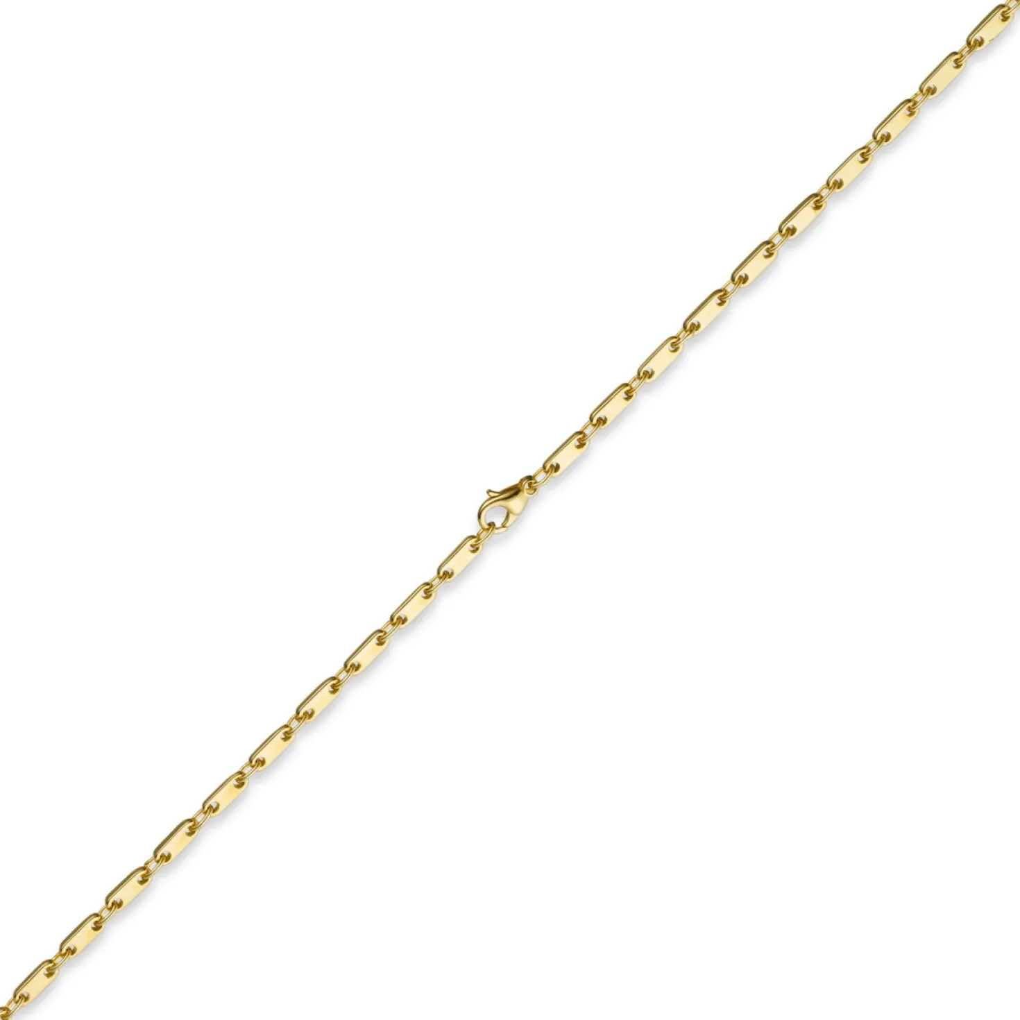 3mm Kette Collier Plattenkette aus 585 Gold Gelbgold, 55cm, Unisex