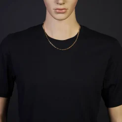 3mm Kette Collier Plattenkette aus 585 Gold Gelbgold, 55cm, Unisex