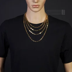 5mm Kette Collier Plattenkette aus 750 Gold Gelbgold, 50cm, Unisex
