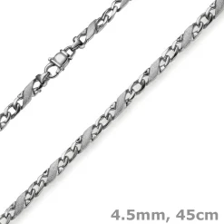 4,5mm Kette Collier Rockwellkette X-Panzerkette matt aus 585 Gold Weißgold 45cm