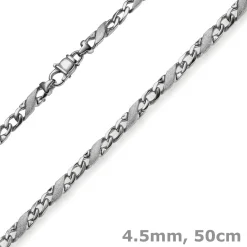 4,5mm Kette Collier Rockwellkette X-Panzerkette matt aus 585 Gold Weißgold 50cm