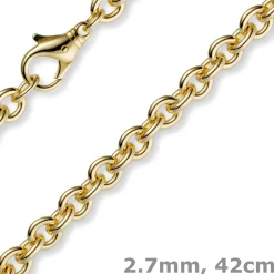 2,7mm Kette Collier Rundankerkette aus 750 Gold Gelbgold, 42cm