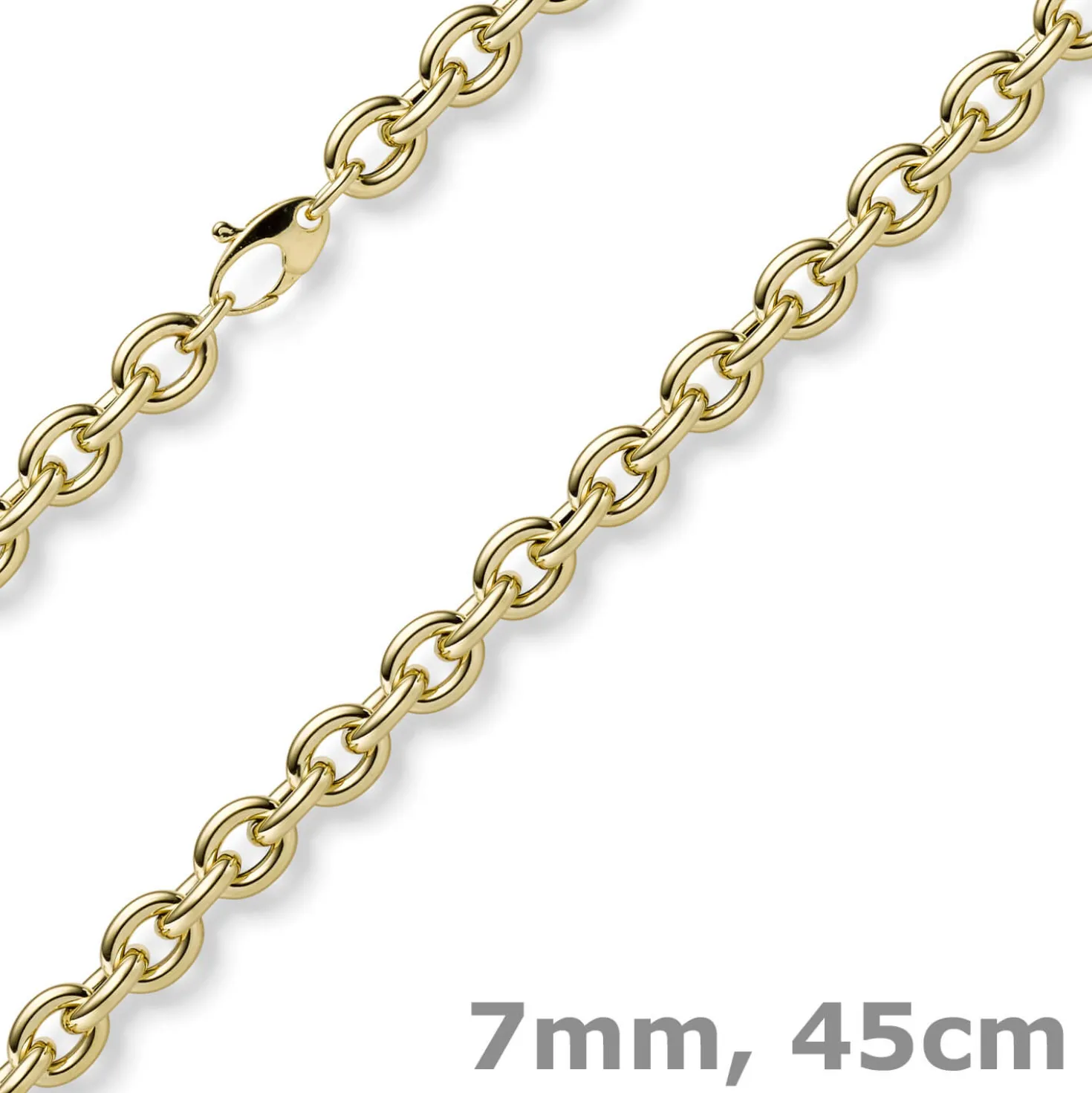 7mm Kette Collier Rundankerkette aus 585 Gold Gelbgold 45cm
