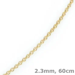 2,3mm Kette Collier Rundankerkette aus 750 Gold Gelbgold, 60cm Unisex