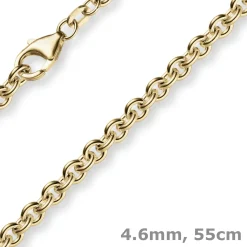 4,6mm Kette Collier Rundankerkette aus 585 Gold Gelbgold, 55cm Unisex