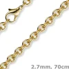 2,7mm Kette Collier Rundankerkette aus 750 Gold Gelbgold, 70cm Unisex