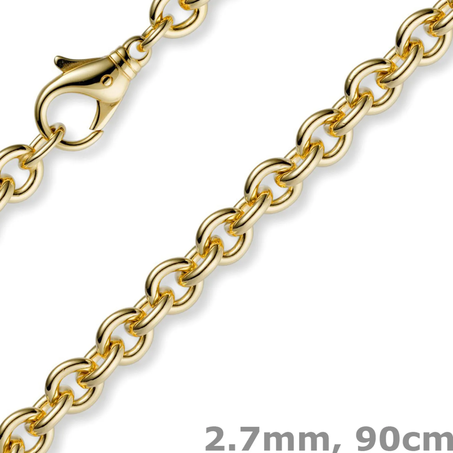 2,7mm Kette Collier Rundankerkette aus 750 Gold Gelbgold, 90cm Unisex