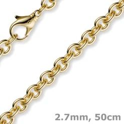 2,7mm Kette Collier Rundankerkette aus 585 Gold Gelbgold, 50cm Unisex