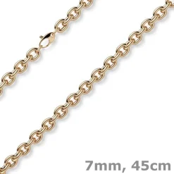 7mm Kette Collier Rundankerkette aus 585 Gold Rotgold 45cm