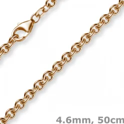 4,6mm Kette Collier Rundankerkette aus 750 Gold Rotgold, 50cm