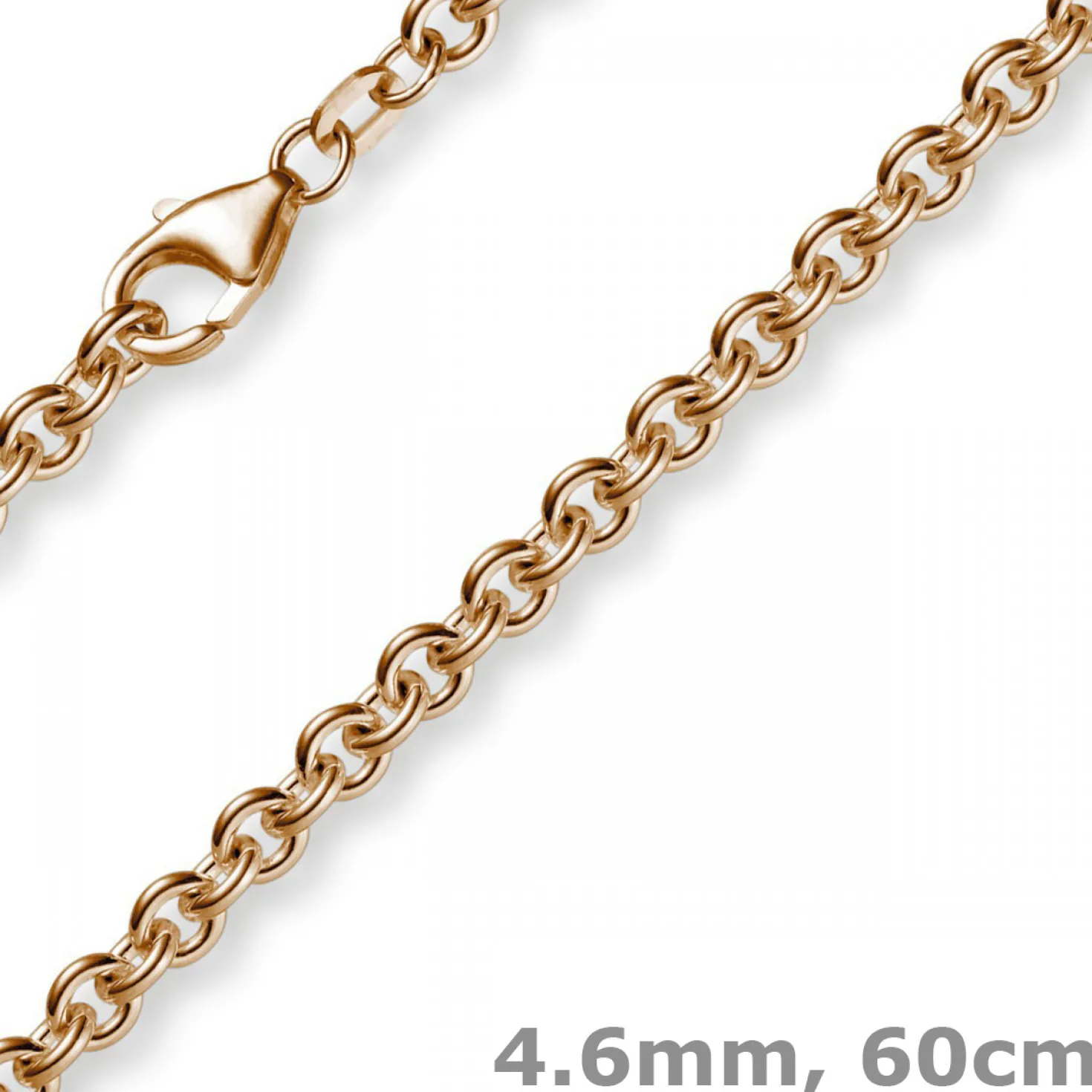4,6mm Kette Collier Rundankerkette aus 750 Gold Rotgold, 60cm Unisex