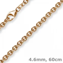 4,6mm Kette Collier Rundankerkette aus 585 Gold Rotgold, 60cm Unisex