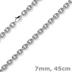 7mm Kette Collier Rundankerkette aus 585 Gold Weißgold 45cm
