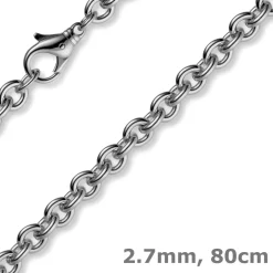 2,7mm Kette Collier Rundankerkette aus 585 Gold Weißgold, 80cm Unisex