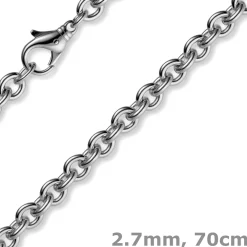 2,7mm Kette Collier Rundankerkette aus 750 Gold Weißgold, 70cm Unisex